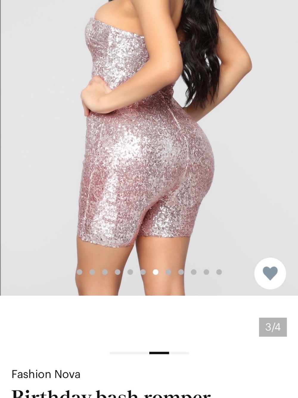Fashion Nova Pink Rose Sequin Bike Shorts Romper